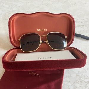 Gucci Women's Sunglasses GG0802S Gold/Brown Square